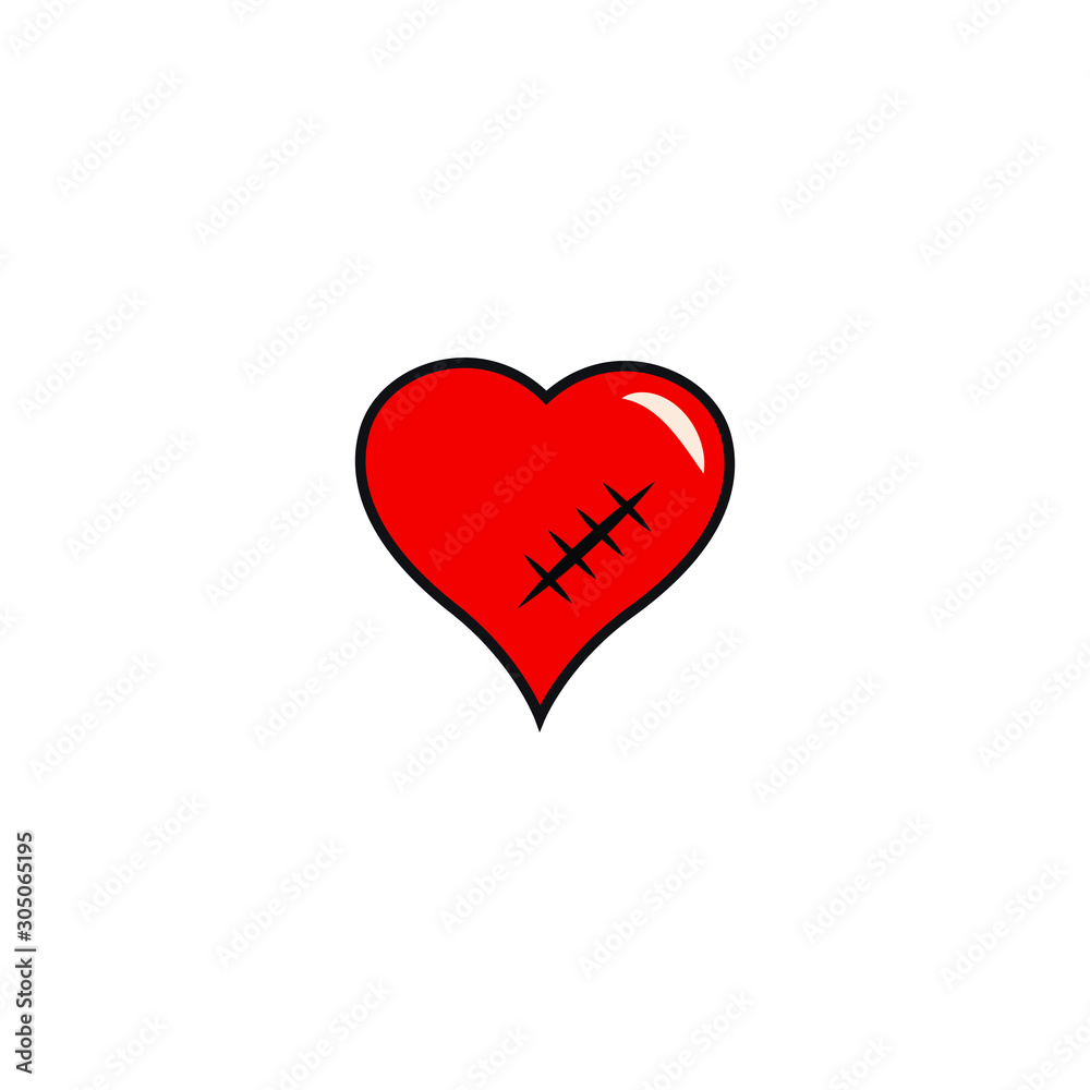 Red heart with a scar Red heart with a scar