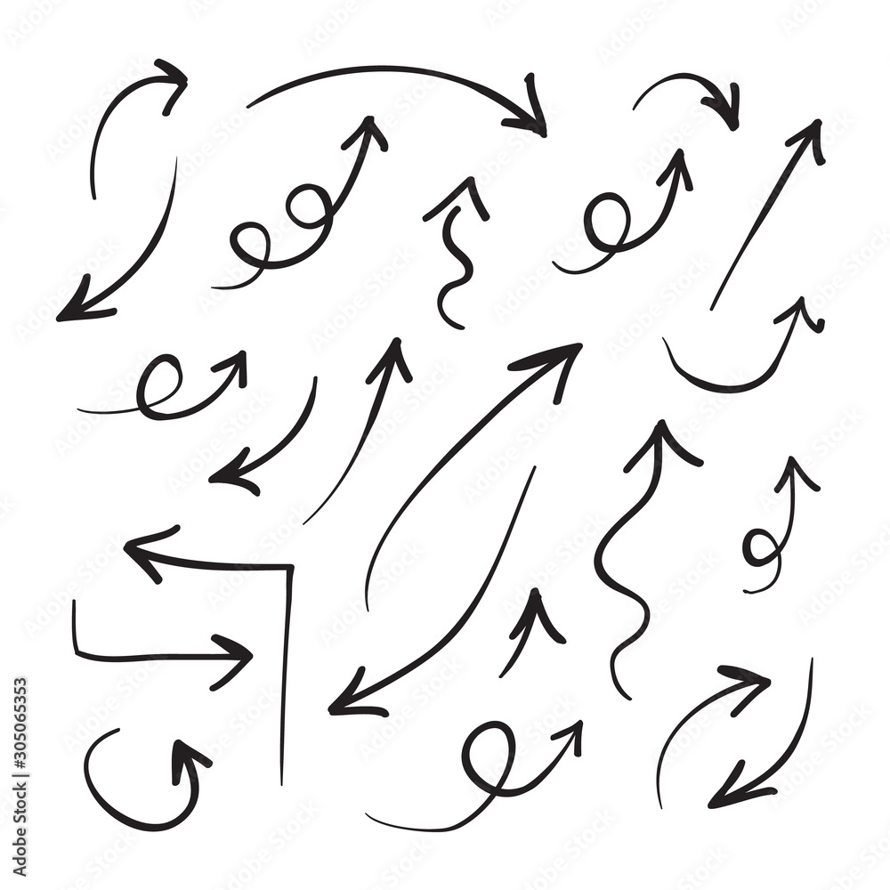 Arrows icons hand drawn vector editable set Arrows icons hand drawn vector editable set