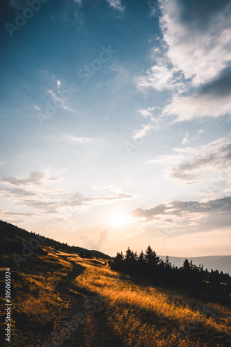 Mountain path in the national park Krkonose, Czech Repulic