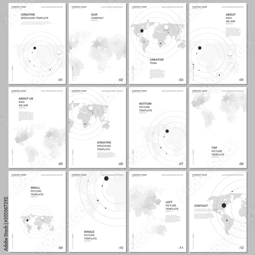 A4 brochure layout of covers design templates for flyer leaflet, A4 format brochure design, report, magazine cover, book design. World map concept backgrounds with world map infographics elements.