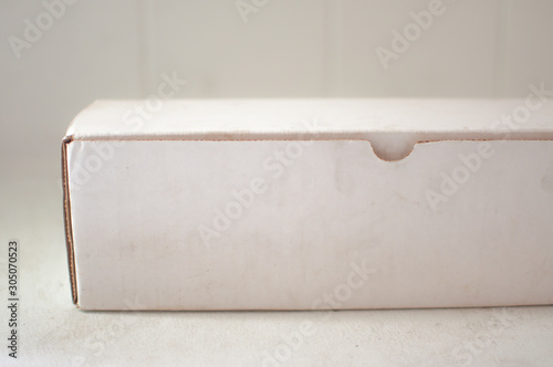 Fototapeta Naklejka Na Ścianę i Meble -  One image of white oblong box with white background. Mock-up image for white oblong box.