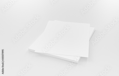 Empty white business cards stack. Mockup for branding identity. Blank name card or poster on white background, studio shot. great for text & logo for design creative concept. 3D illustration © Kakabe