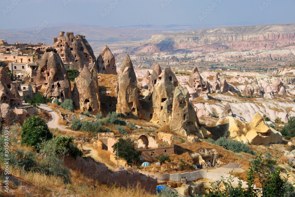 Houses made in rock, Cappadocia, Turkey