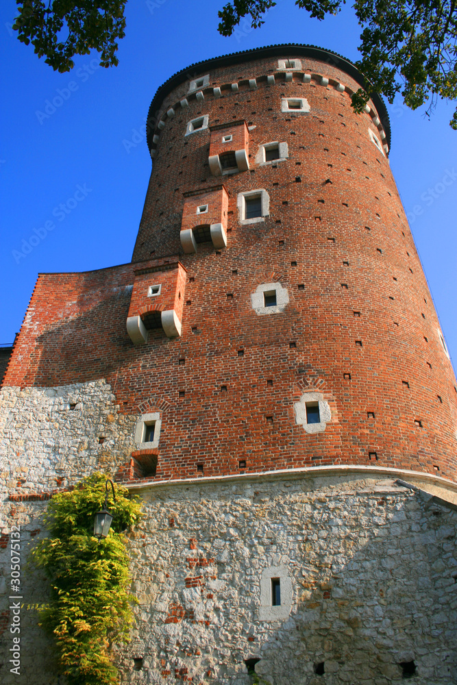Fortified tower of the Wawel Castle, Krakow, Poland