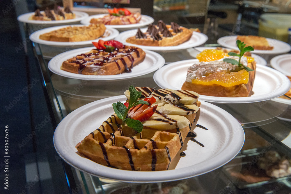 Sale of waffle dessert Sale of waffle dessert