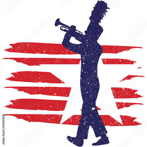 Bugle Corps  flag, American Flag, Fourth of July, 4th of July, Patriotic, Cricut Silhouette Cut File, Cutting file