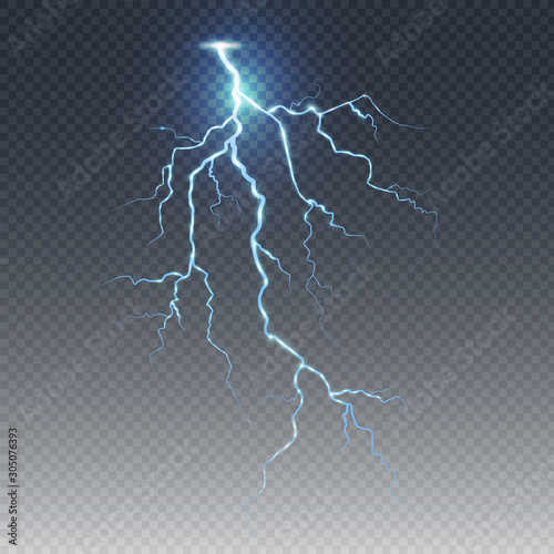 Lightnings. Magic and bright lighting effects. Vector Illustration 