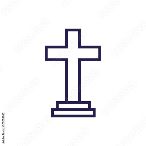 wooden cross religious isolated icon
