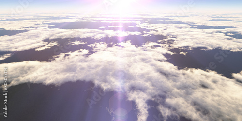 Fototapeta Naklejka Na Ścianę i Meble -  above clouds sun ray, 3d rendering
