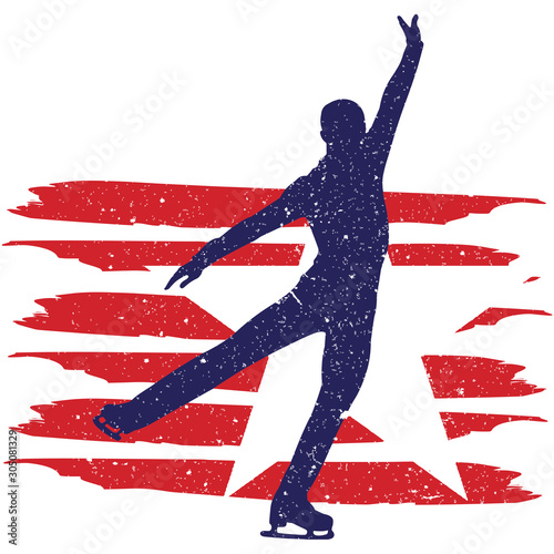Figure Skating  Male  flag, American Flag, Fourth of July, 4th of July, Patriotic, Cricut Silhouette Cut File, Cutting file