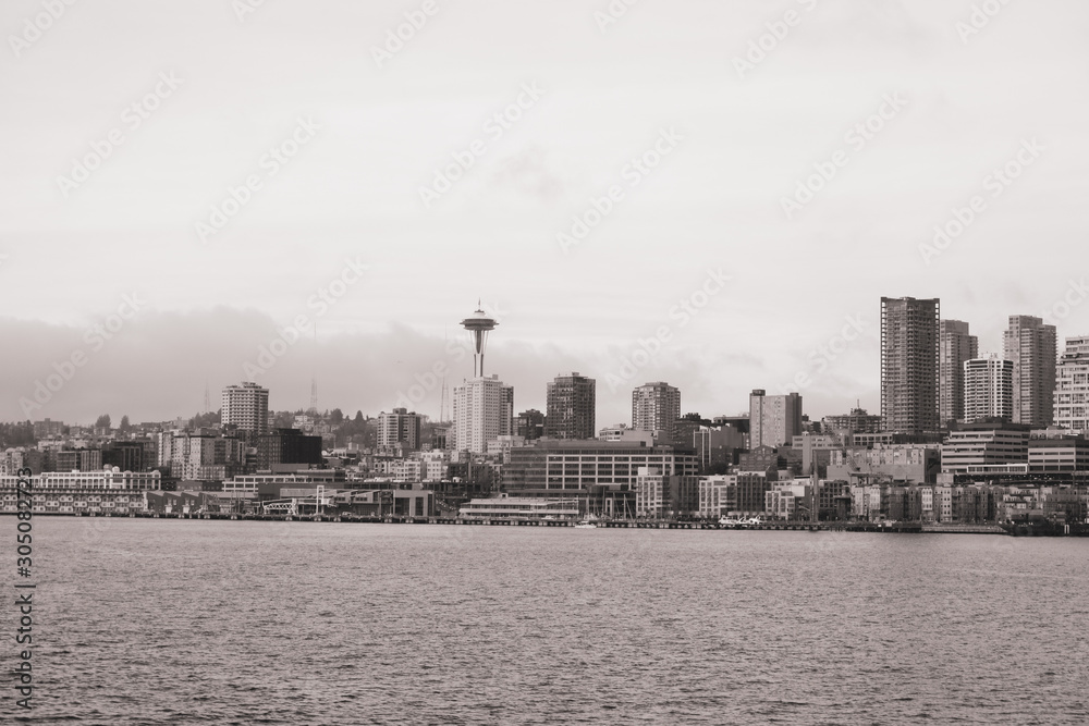 Fototapeta premium View of Seattle in black and white