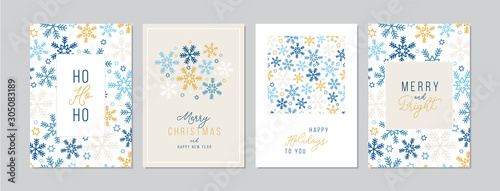 Merry Christmas cards set with hand drawn elements. Doodles and sketches vector Christmas illustrations, DIN A6
