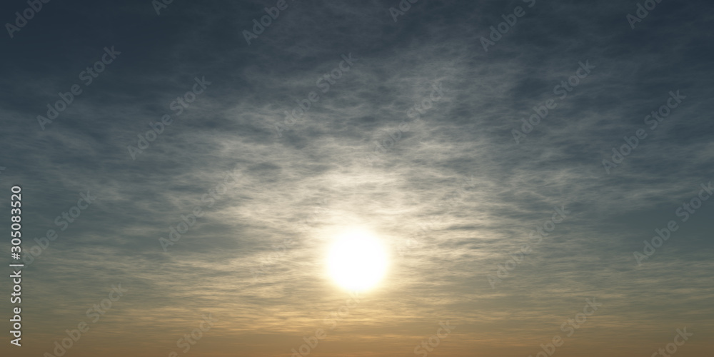 sunrise with clouds, light and rays