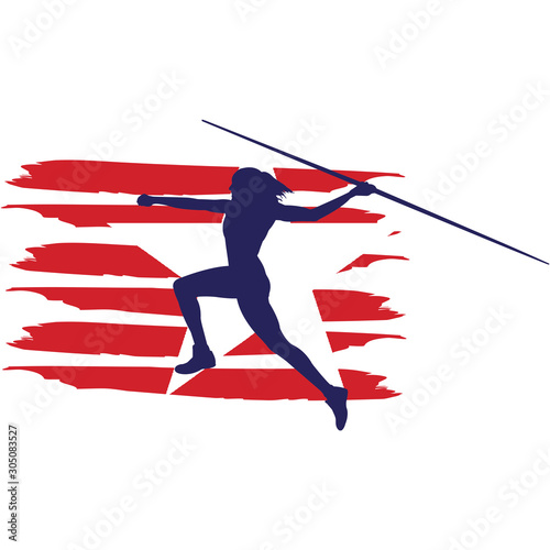 Javelin Throw  Women  Track and Field flag, American Flag, Fourth of July, 4th of July, Patriotic, Cricut Silhouette Cut File, Cutting file