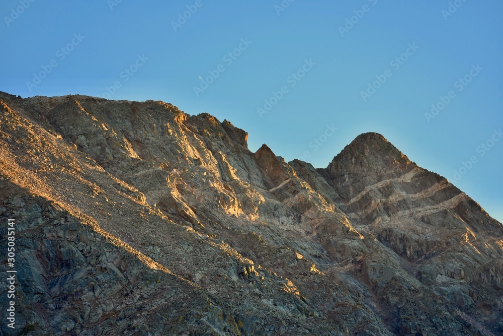 A closeup of Eagle's Nest peak at sunset. Located in the Gore Range of the Colorado Rockies. A closeup of Eagle's Nest peak at sunset. Located in the Gore Range of the Colorado Rockies.