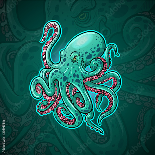 Kraken octopus mascot esport logo design.