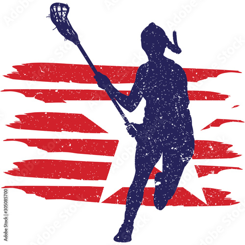 Lacrosse  Women  flag, American Flag, Fourth of July, 4th of July, Patriotic, Cricut Silhouette Cut File, Cutting file