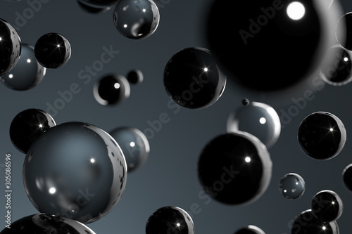 Close up of Multicolored transparent glossy glass balls as abstract background. 3d rendering.