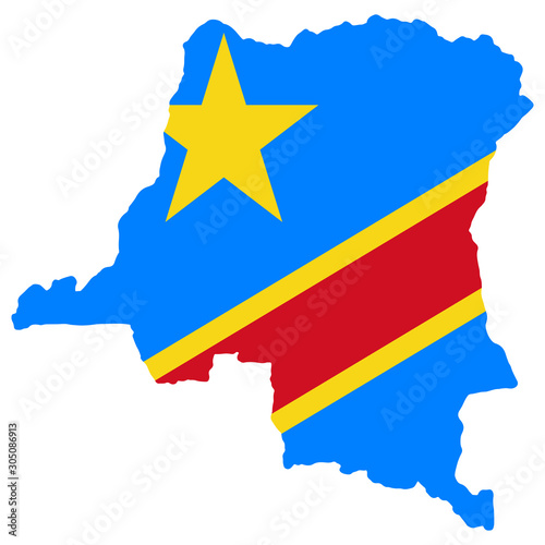 Democratic republic of the Congo Map Flag Vector
