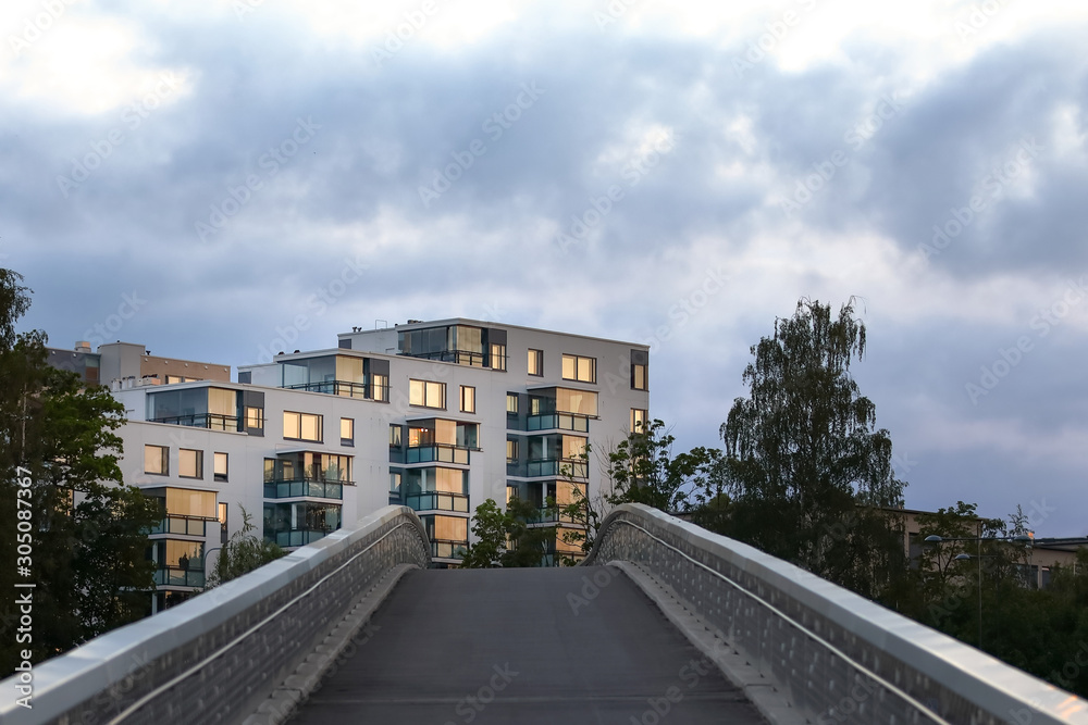 New bicycle bridge and housing in Matinkyla, Espoo
