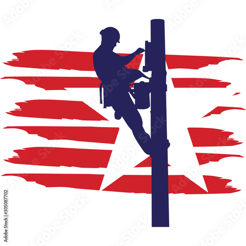 Power Lineman flag, American Flag, Fourth of July, 4th of July, Patriotic, Cricut Silhouette Cut File, Cutting file