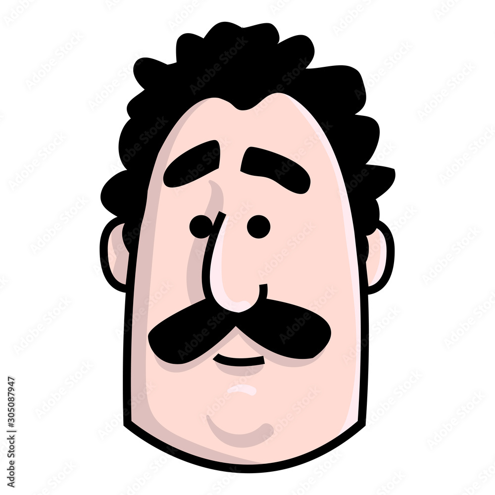 Face of a man with a black mustache. lure, turk, southerners, avatar. Face of a man with a black mustache. lure, turk, southerners, avatar.