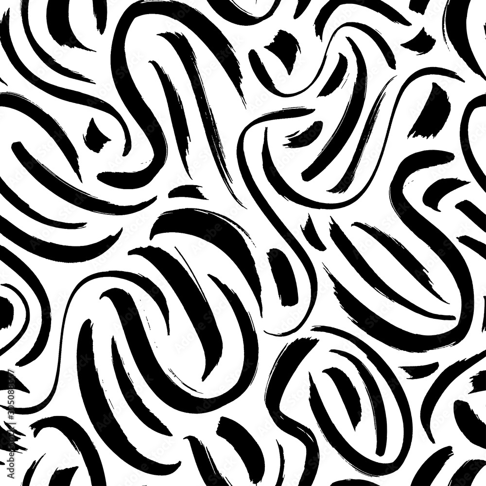 Сurved brush strokes vector seamless pattern. Swirled long thin lines texture. Hand painted grunge abstract background. Сurved brush strokes vector seamless pattern. Swirled long thin lines texture. Hand painted grunge abstract background.