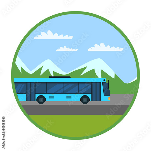 Intercity bus flat vector illustration