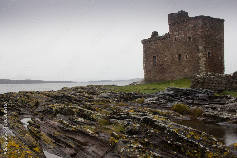 Scottish Castle on the coast of Ayrshire in Scotland	