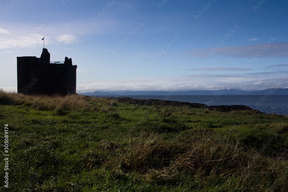 Scottish Castle on the coast of Ayrshire in Scotland	