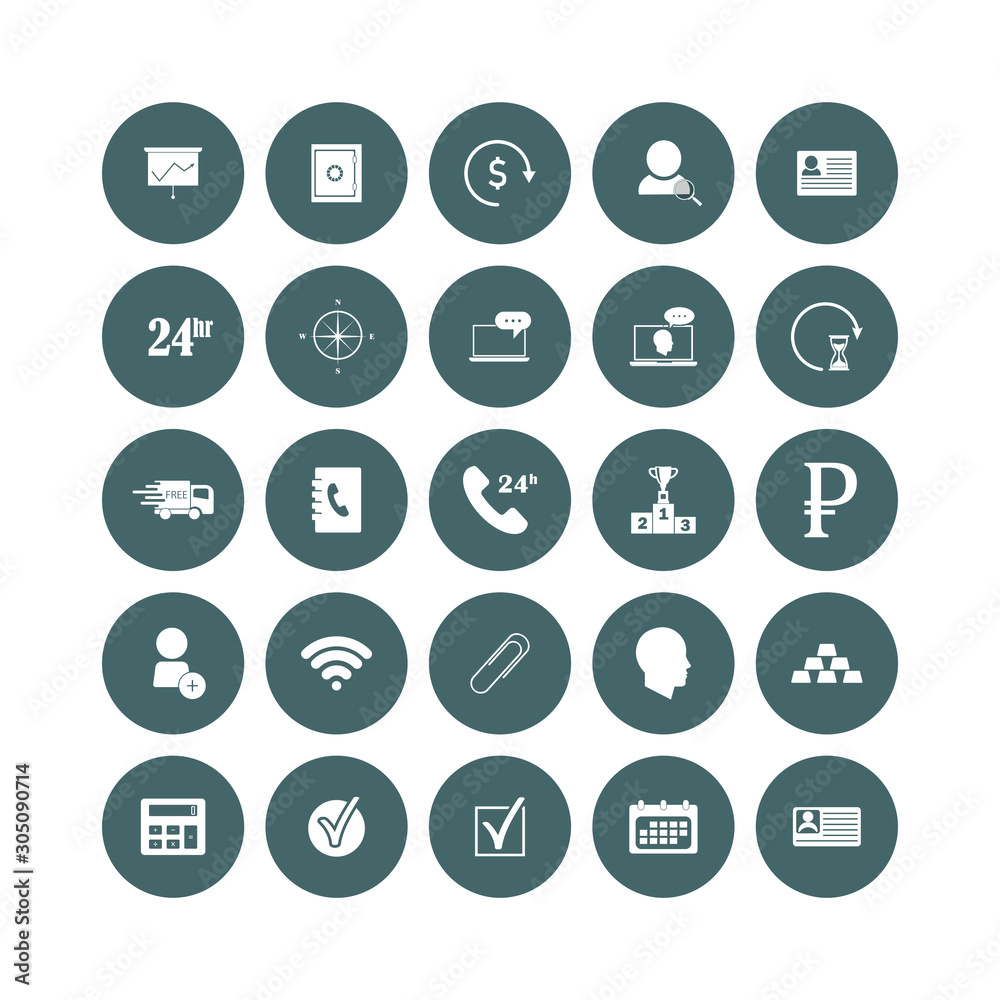 Set of web icons. Social and business icons in a circle icon on white isolated background. Layers grouped for easy editing illustration. For your design. Set of web icons. Social and business icons in a circle icon on white isolated background. Layers grouped for easy editing illustration. For your design.