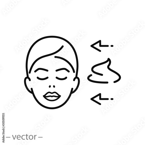 care skin icon, cream for face, thin line web symbol on white background - editable stroke vector illustration eps10