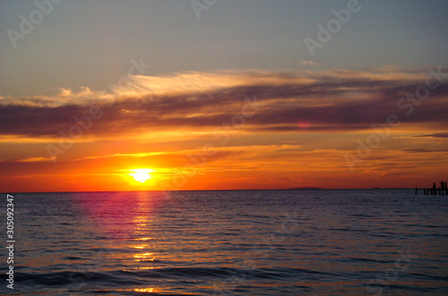 glowing sunset on the beach