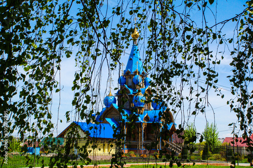 the Church behind the willow leaves
