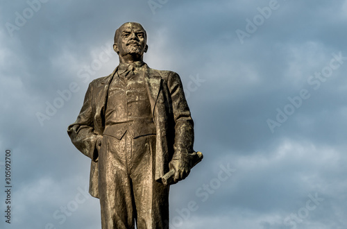 Monument to Vladimir Ilyich Lenin on the Lenin square in center of Pskov  Russia