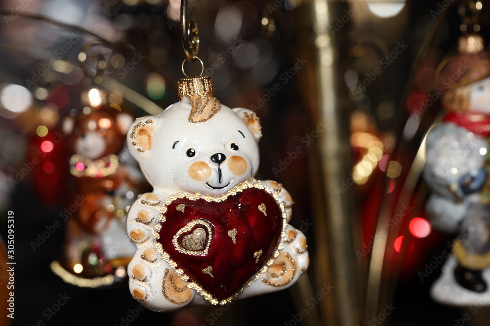 cute christmas toy teddy bear with a heart