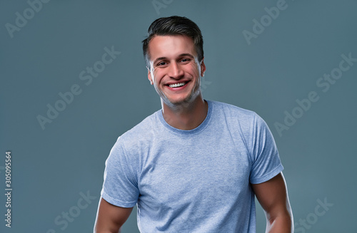 Man on gray background