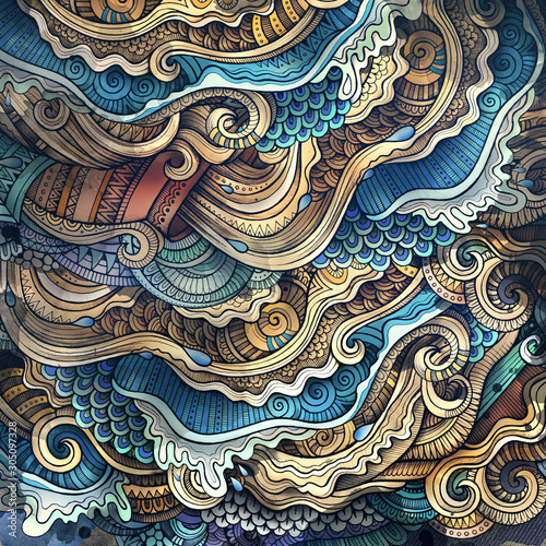 Obraz na płótnie Decorative abstract wavy ornamental ethnic raster background