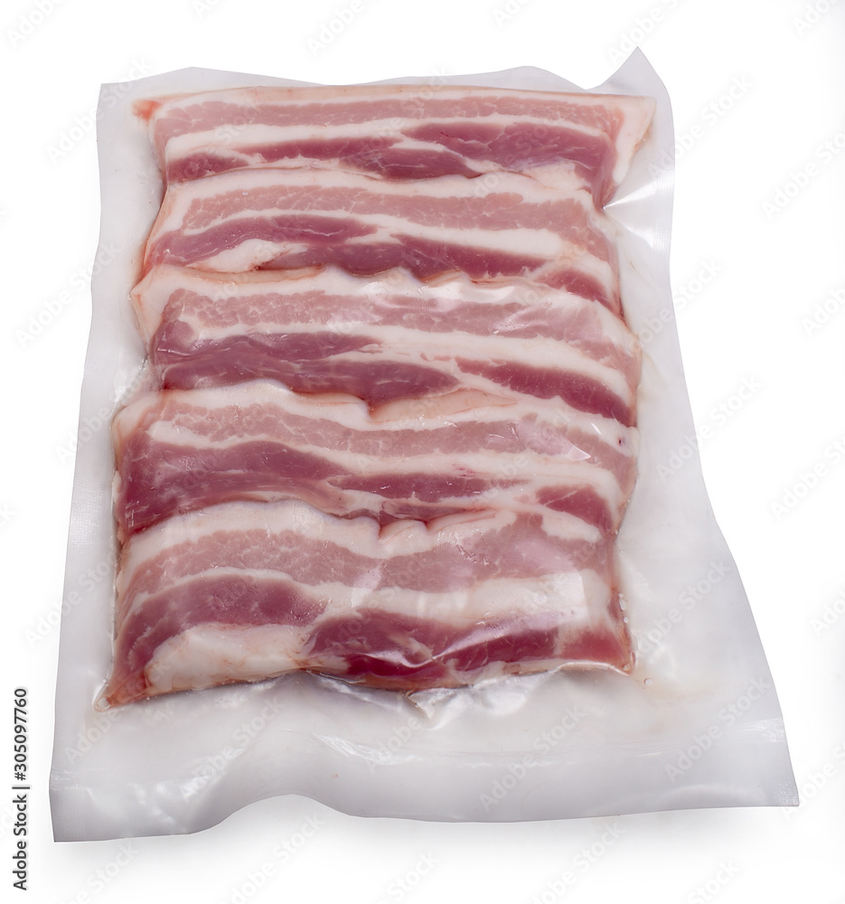 Obraz premium pork bacon in vacuum packing