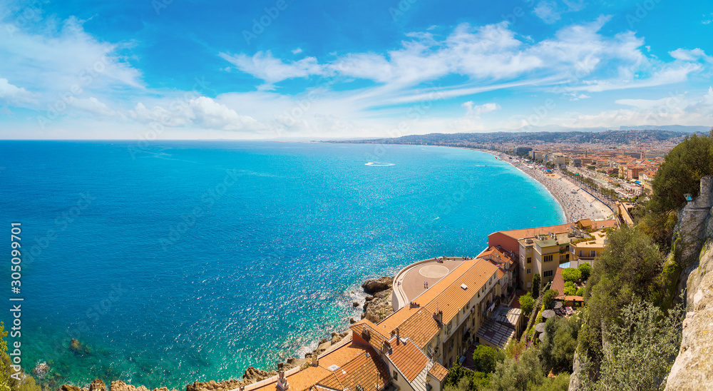 Panoramic view of beach in Nice Panoramic view of beach in Nice