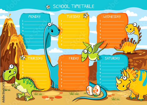 School timetable dinosaurs