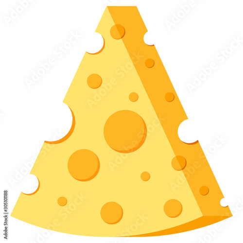 Triangle shape cheese vector icon isolated on white background.