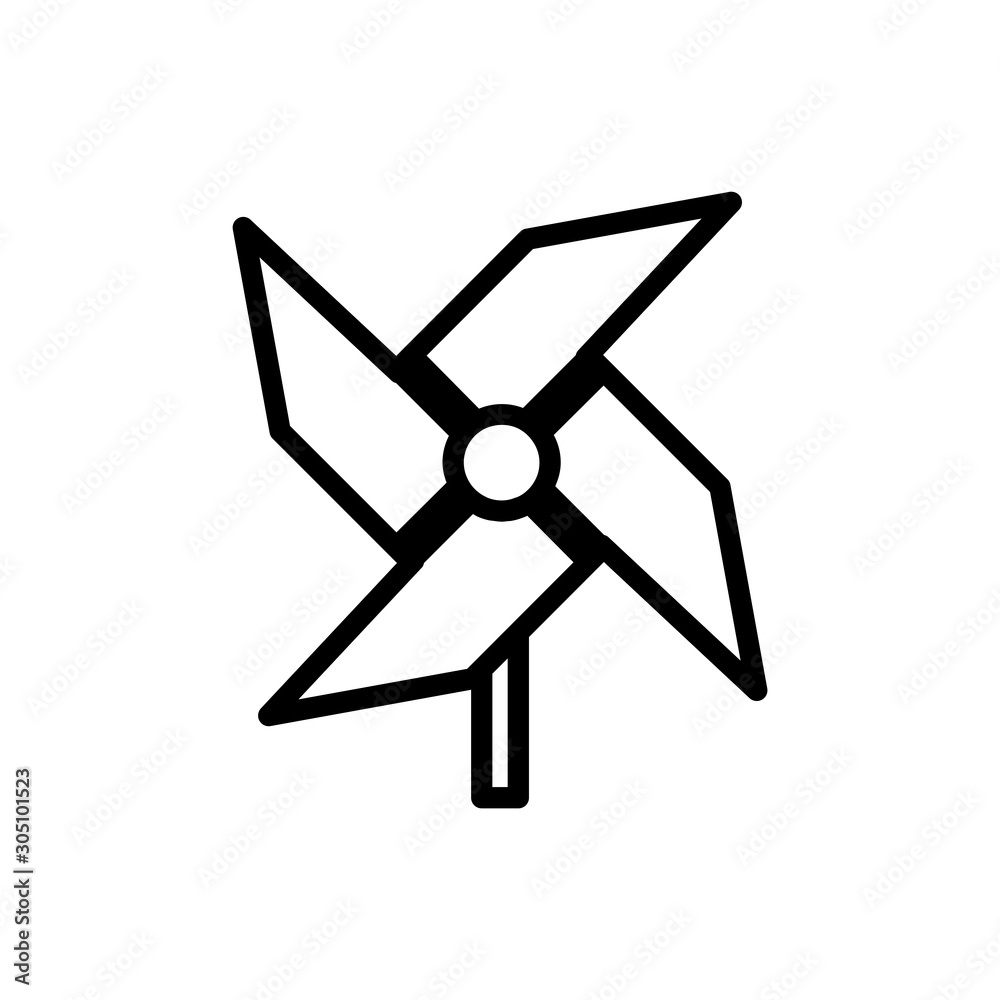 Pinwheel outline icon on white background Vector Image