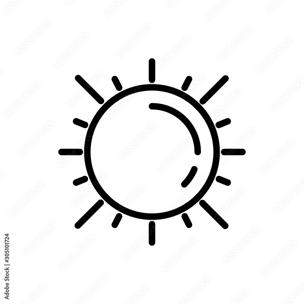 sun outline icon. vector illustration. Isolated on white background.