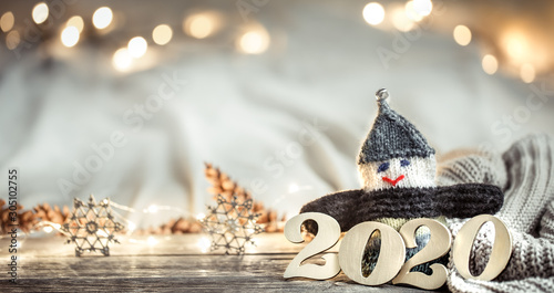 Canvas Print Background festive new year background with numbers 2020.