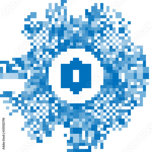 Blue line Star of David icon isolated on white background. Jewish religion symbol. Symbol of Israel. Abstract circle random dots. Vector Illustration