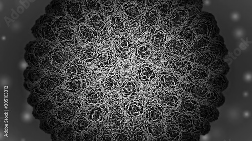 Greyscale Virus Detail with Depth of Field Effect - 3D Illustration photo