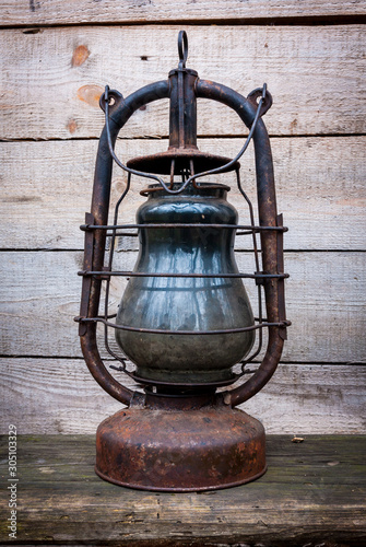 Old rusty antique kerosene lantern