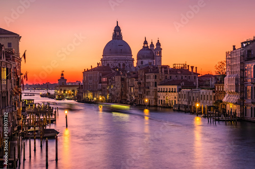 Sunrise in Venice. View from the Ponte dell Accademia to the Grand Canal © perekotypole
