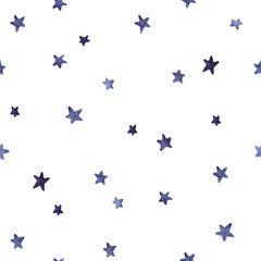 Wandcirkels Aquarel prints patronen Abstract background. Blue star watercolor seamless pattern. Christmas blue and white illustration.  Sketch style. Modern painted ornament for wrapping paper, design textile.   © BloomPix
